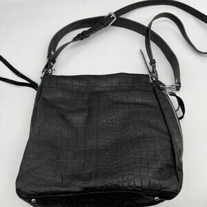 Aimee Kestenberg Leather Shoulder Bag Fifth Avenue Black Croco